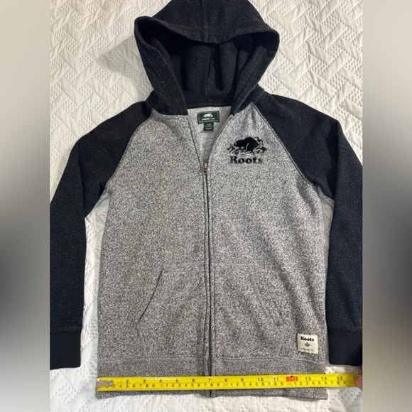 Roots Kids Zippered Zip Up Charcoal Grey Black Hoodie Sweatshirt Girl Boy Unisex - Picture 10 of 12
